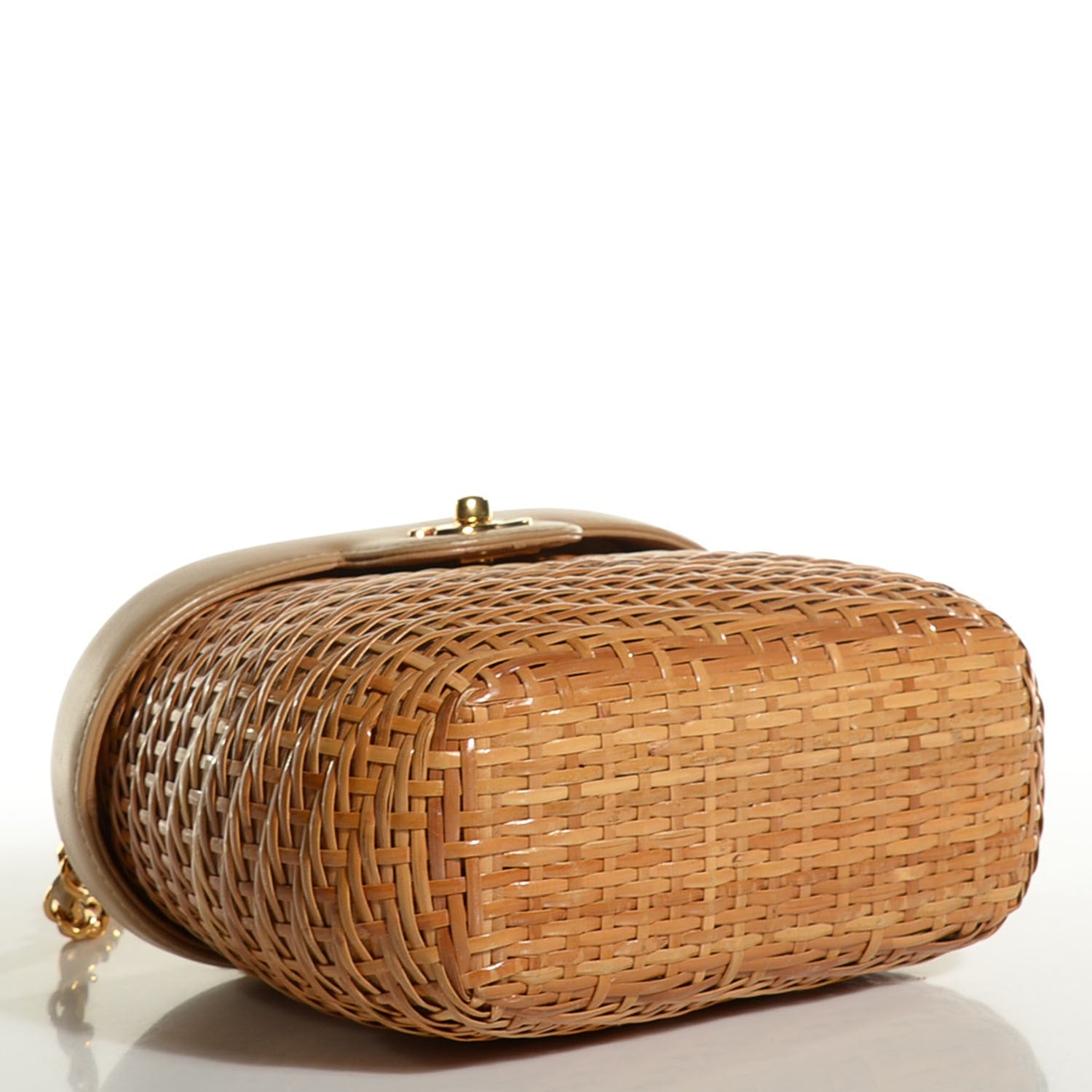 Chanel Lambskin Straw Basket Shoulder Bag Beige 4 of 9