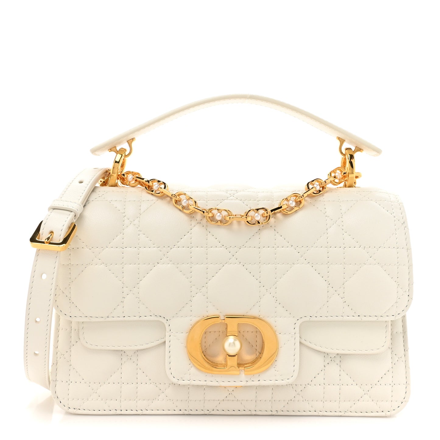 Lambskin Cannage Small Jolie Top Handle Bag Latte