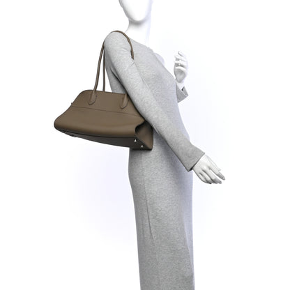 The Row Matte Grained Calfskin Margaux Shoulder 12  Dark Taupe 2 of 9