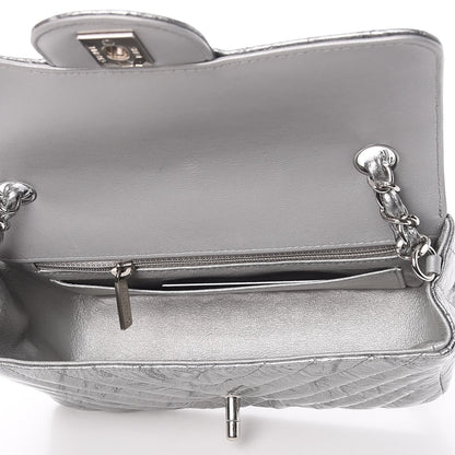 Chanel Patent Metallic Crumpled Calfskin Chevron Quilted Mini Rectangular Flap Silver 8 of 11