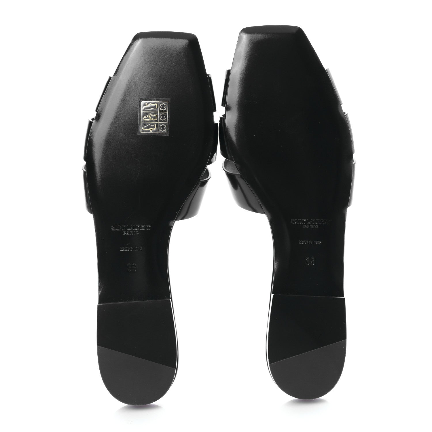 Saint Laurent Patent Tribute 05 Slide Sandals 38 Black 7 of 9