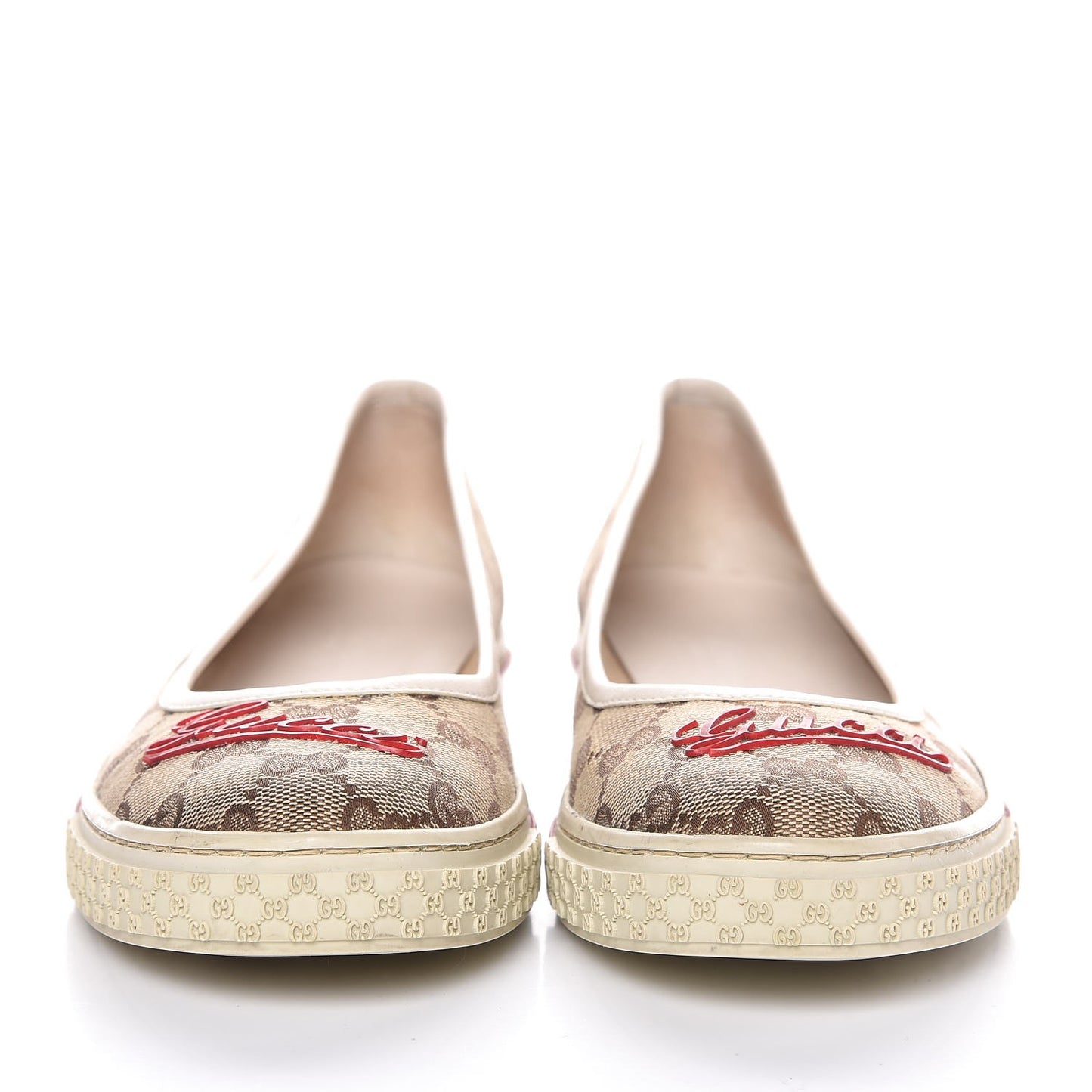 Monogram Script Web Flats 38 Beige Ebony