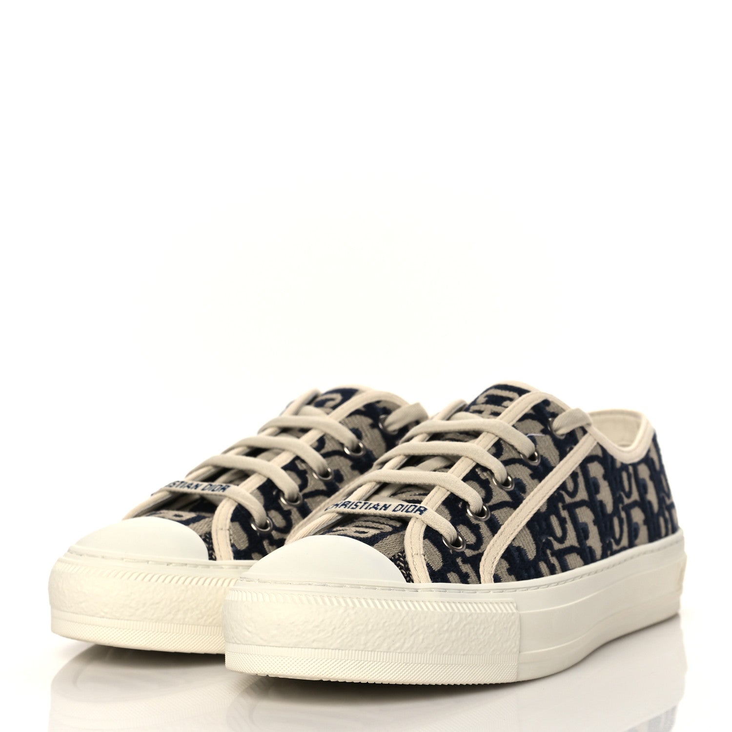 Christian Dior Canvas Oblique Walk'N'Dior Low Top Sneakers 37 Deep Blue 3 of 8
