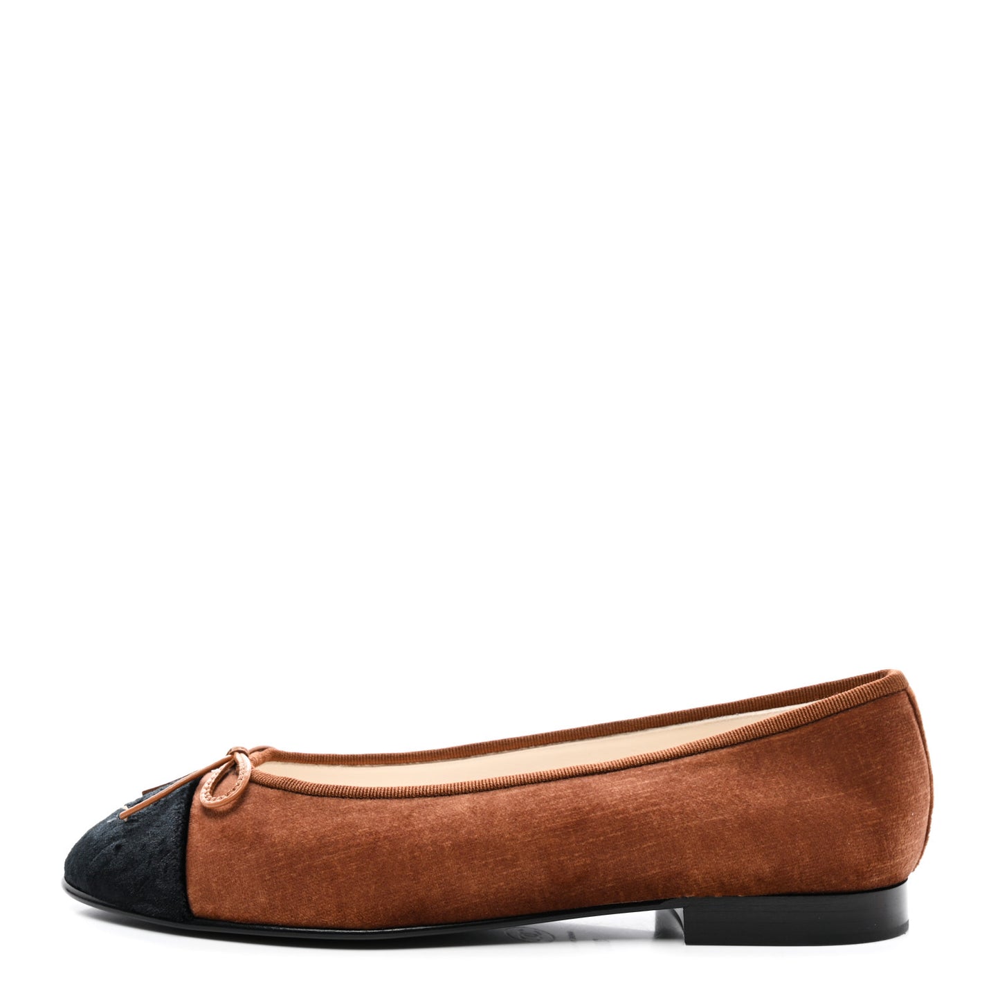 Velvet Cap Toe CC Ballerina Flats 38.5 Brown Black