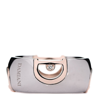 Damiani 18K White Pink Gold Diamond D Icon Ring 58 8.5 1 of 8