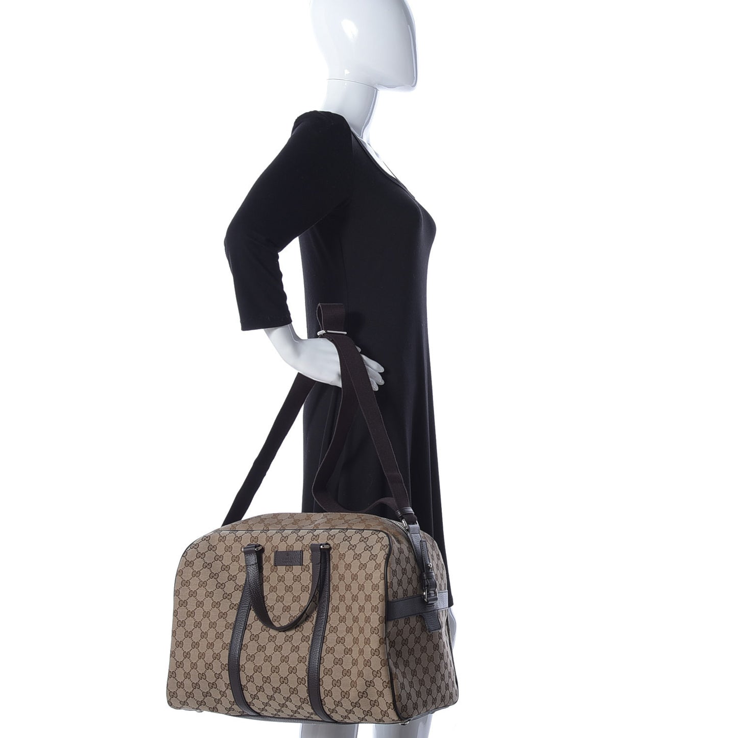 Monogram Dollar Calfskin Boston Duffle Bag Beige Ebony Testa di Moro Marrone Scuro