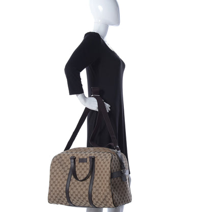 Gucci Monogram Dollar Calfskin Boston Duffle Bag Beige Ebony Testa di Moro Marrone Scuro 2 of 12