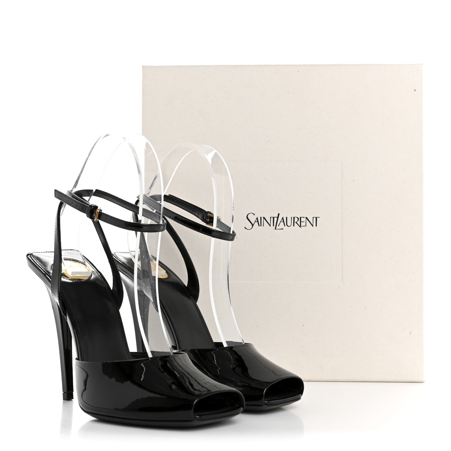 Saint Laurent Patent Calfskin La Scandale 110 Sandals 38.5 Black 10 of 10