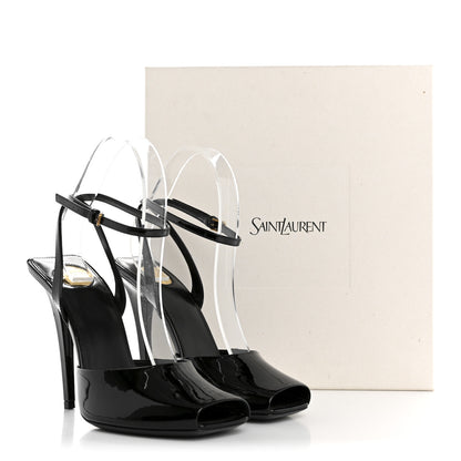 Saint Laurent Patent Calfskin La Scandale 110 Sandals 38.5 Black 10 of 10