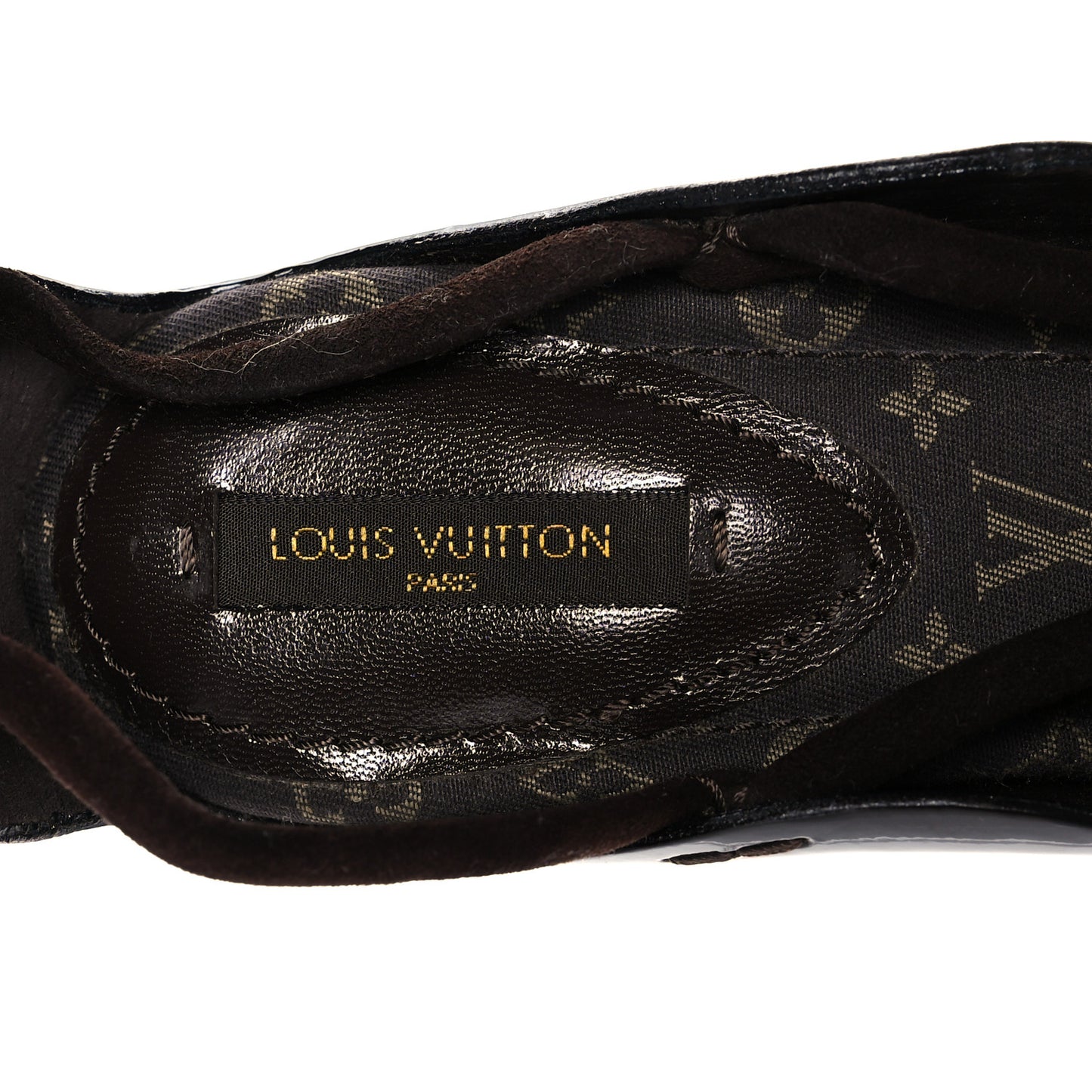 Patent Monogram Laced Sandals 39 Brown