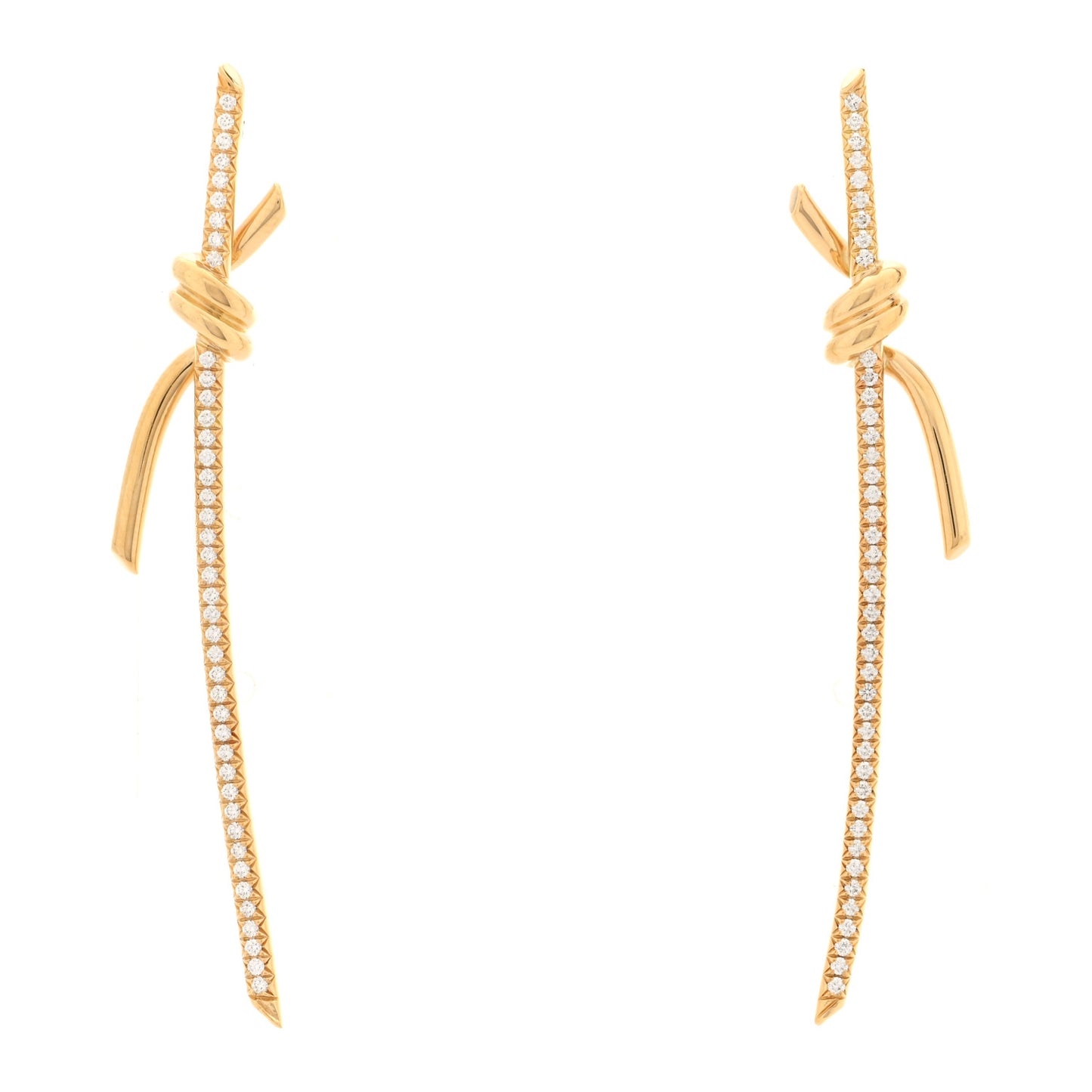 18K Yellow Gold Diamond Tiffany Knot Drop Earrings