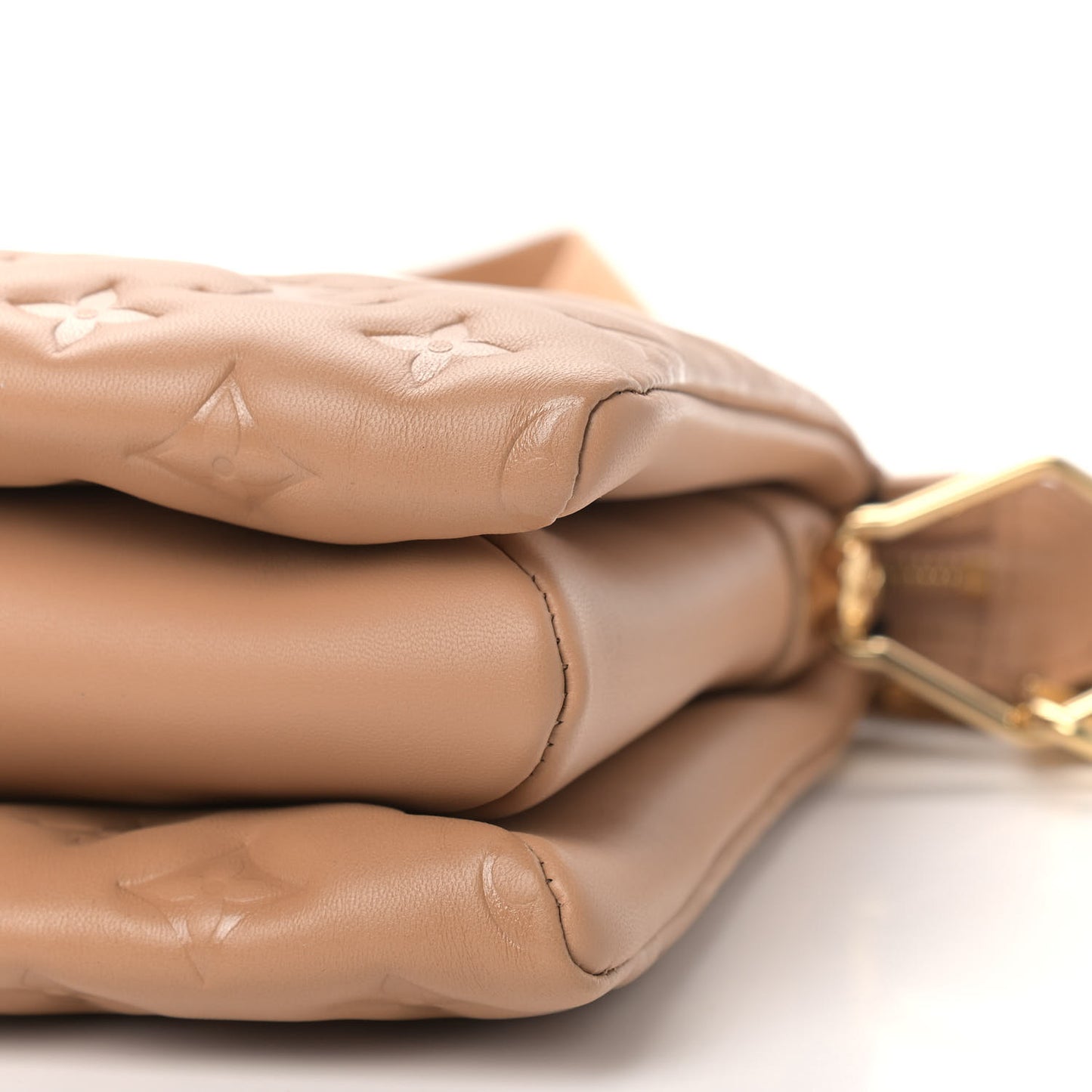Lambskin Embossed Monogram Coussin PM Camel