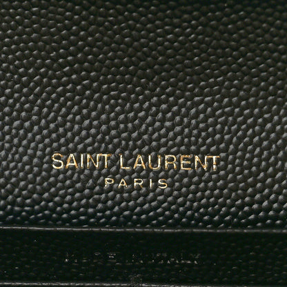 Saint Laurent Grain De Poudre Matelasse Chevron Monogram Flap Wallet Black 6 of 8