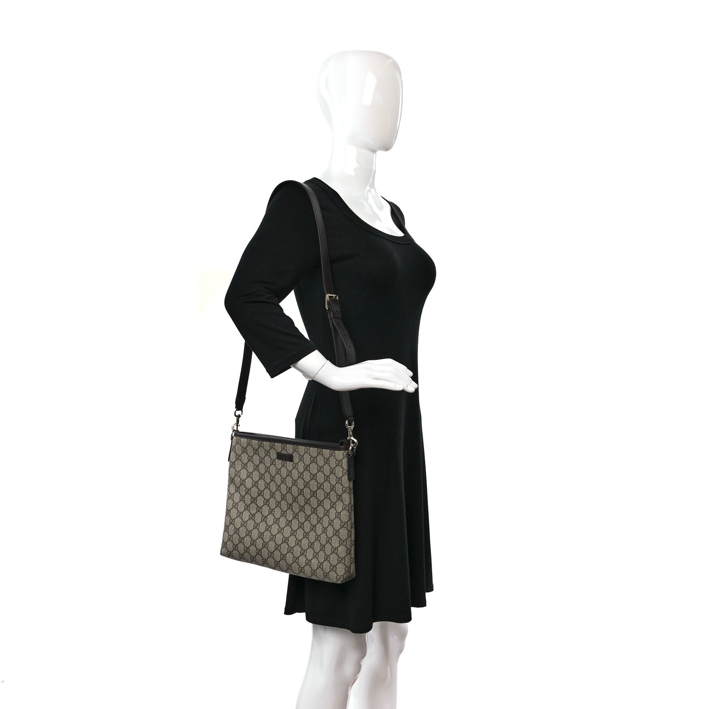 GG Plus Monogram Medium Flat Messenger Bag Dark Brown