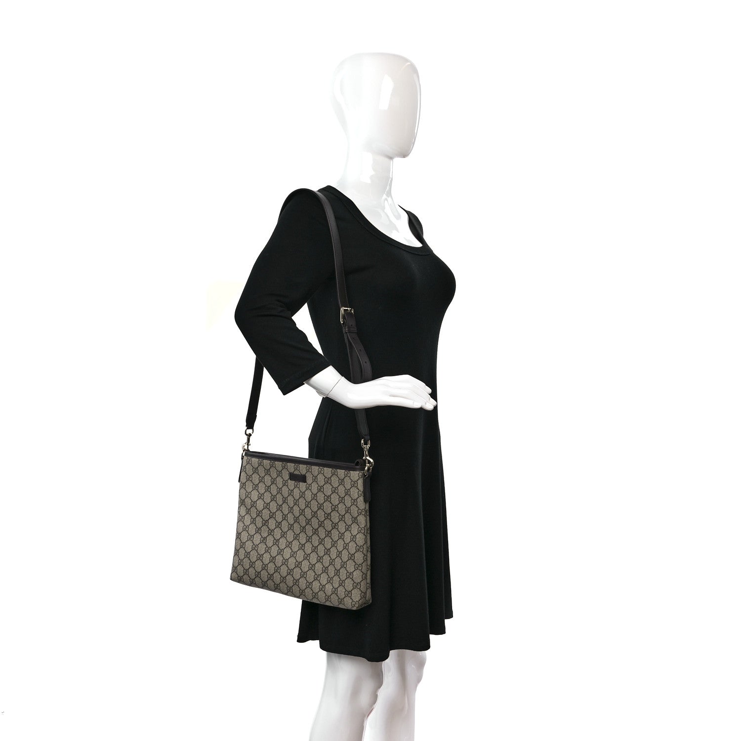 Gucci GG Plus Monogram Medium Flat Messenger Bag Dark Brown 2 of 9