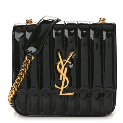 Saint Laurent Patent Calfskin Matelasse Monogram Medium Vicky Chain Bag Black 1 of 8