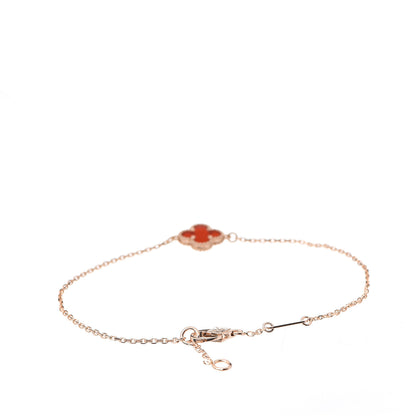 Van Cleef & Arpels 18K Rose Gold Carnelian Sweet Alhambra Bracelet 2 of 4