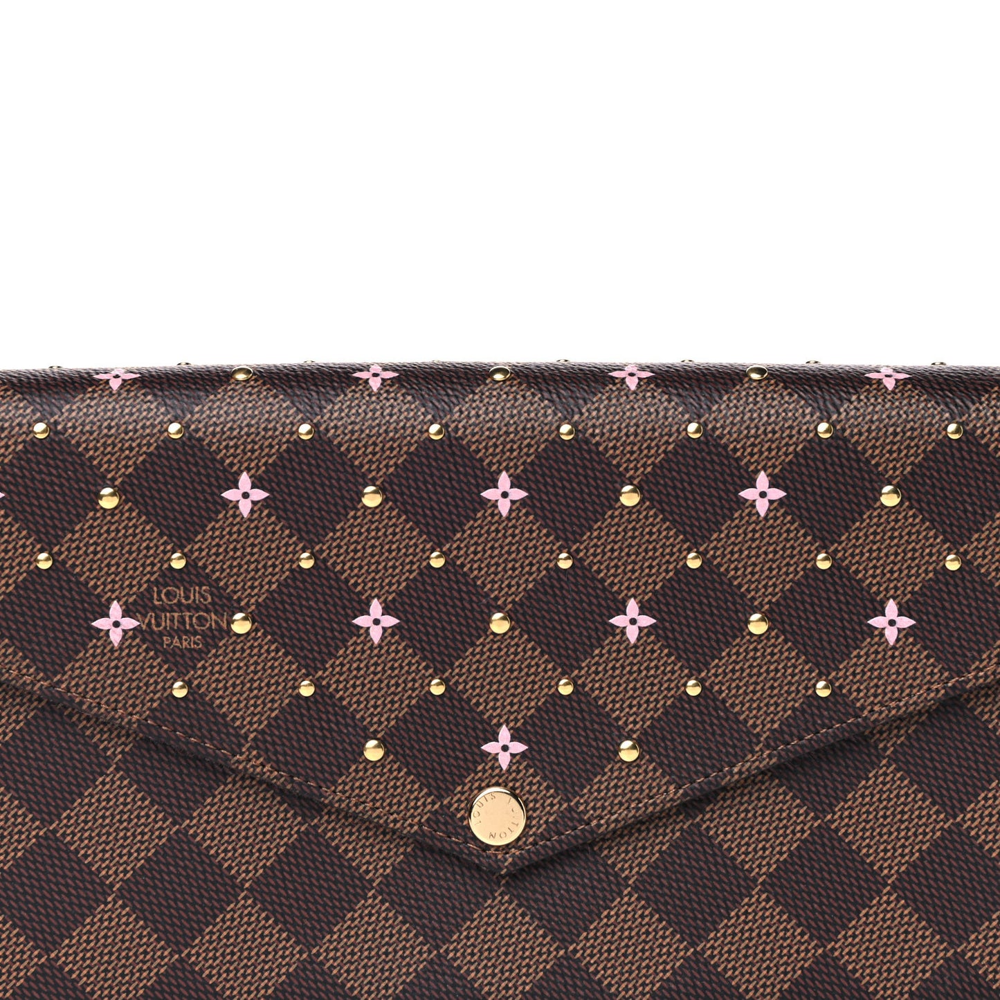Damier Ebene Studded Pochette Felicie Chain Wallet