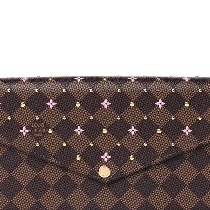 Louis Vuitton Damier Ebene Studded Pochette Felicie Chain Wallet 7 of 9