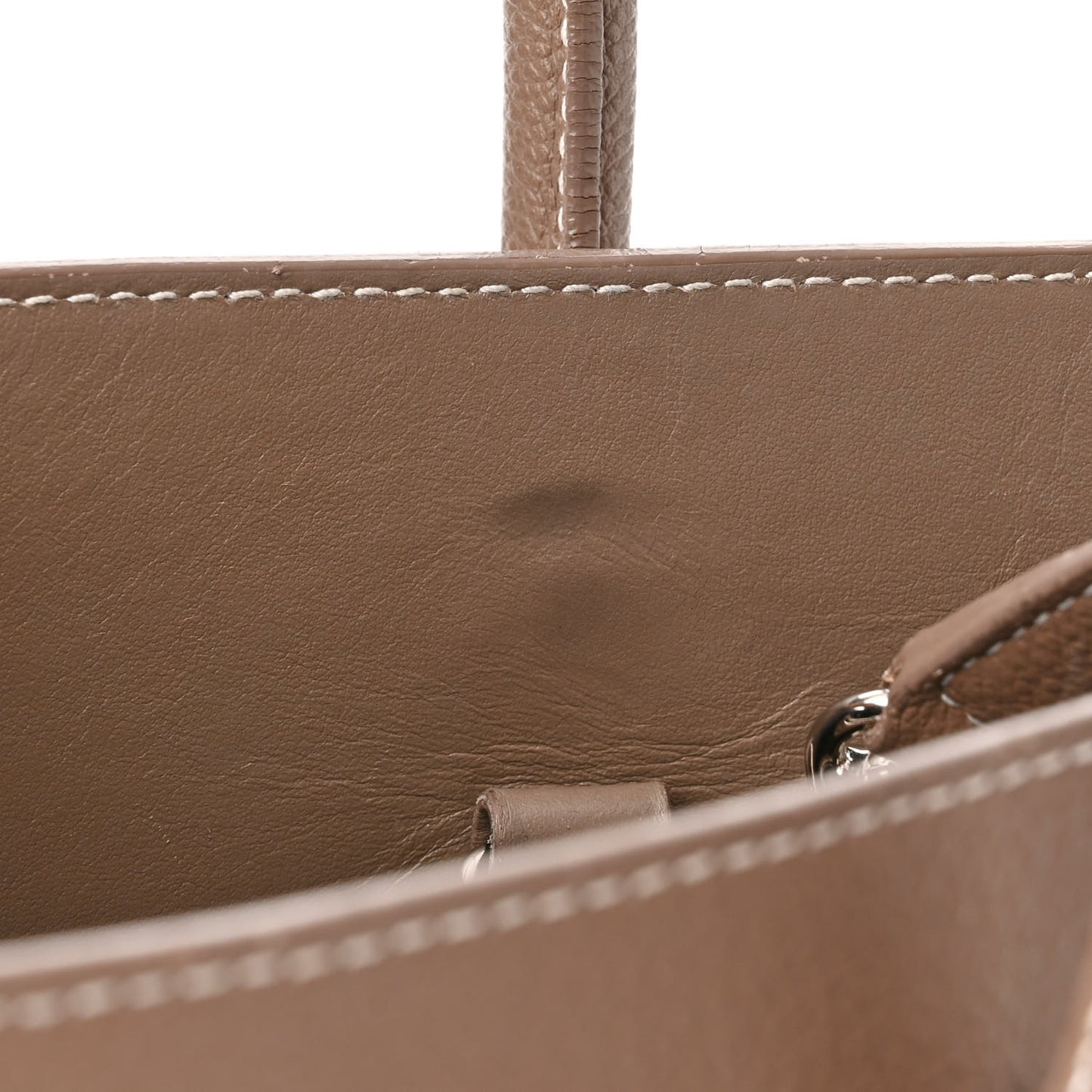 Grained Calfskin Topstitch Small Classic Sac De Jour Taupe