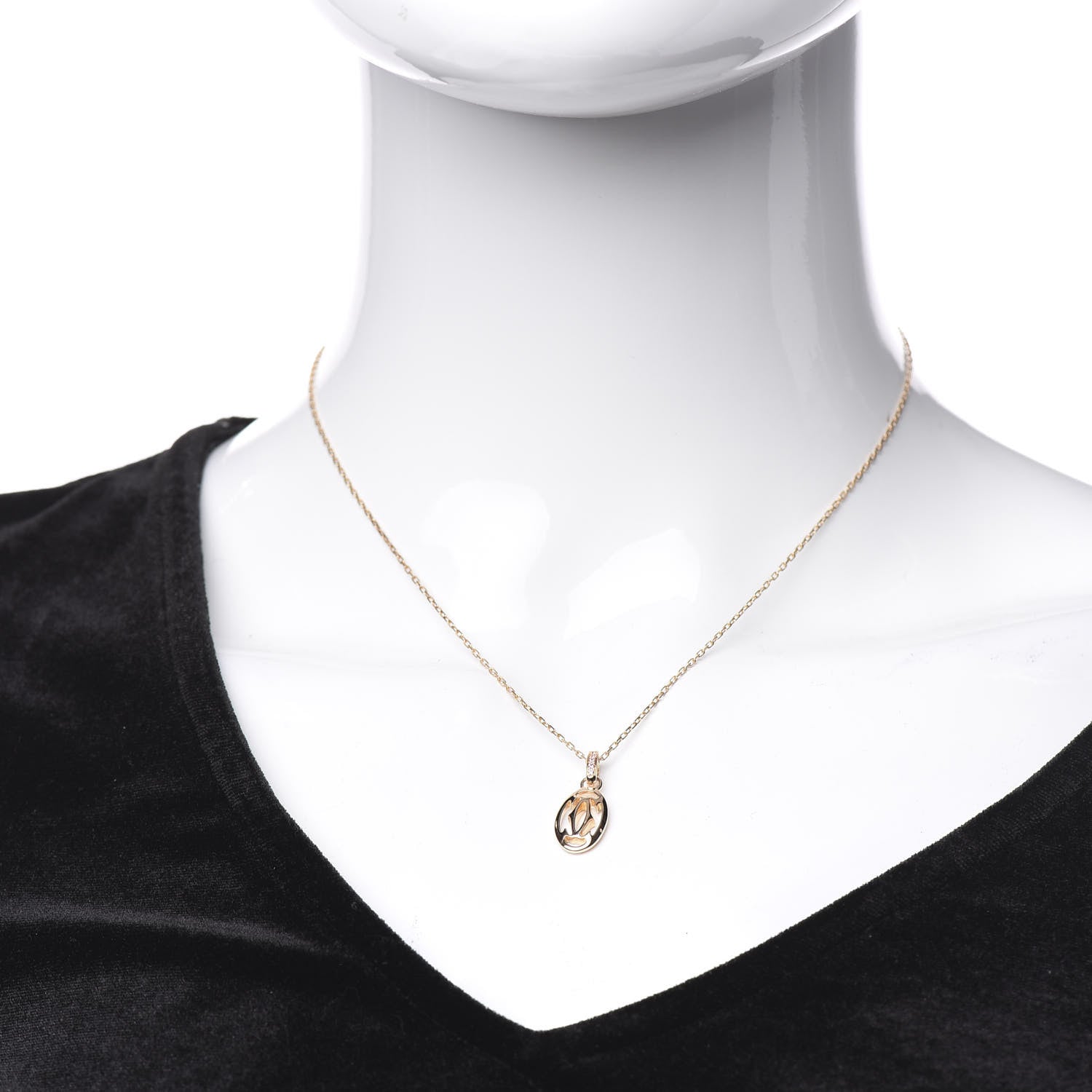 Cartier 18K Pink Gold Diamond Logo Pendant Necklace 2 of 6