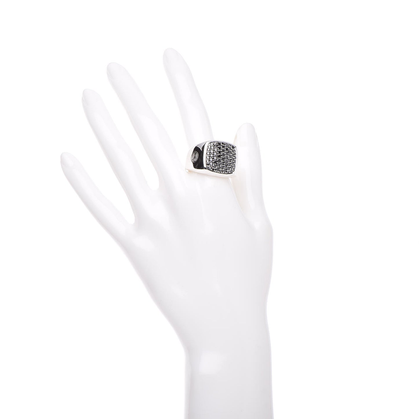 Sterling Silver Black Diamond Signet Ring 69 12.5