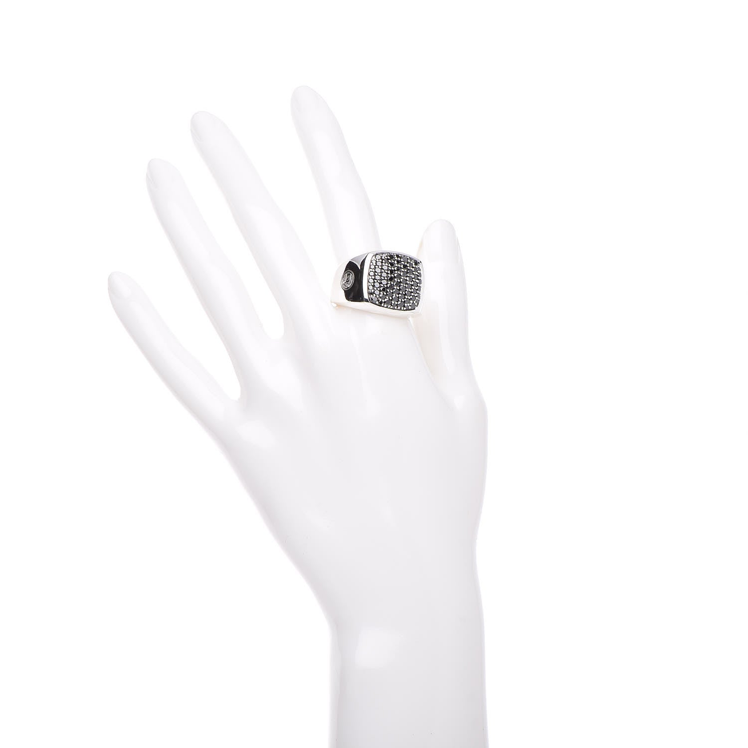 David Yurman Sterling Silver Black Diamond Signet Ring 69 12.5 2 of 5