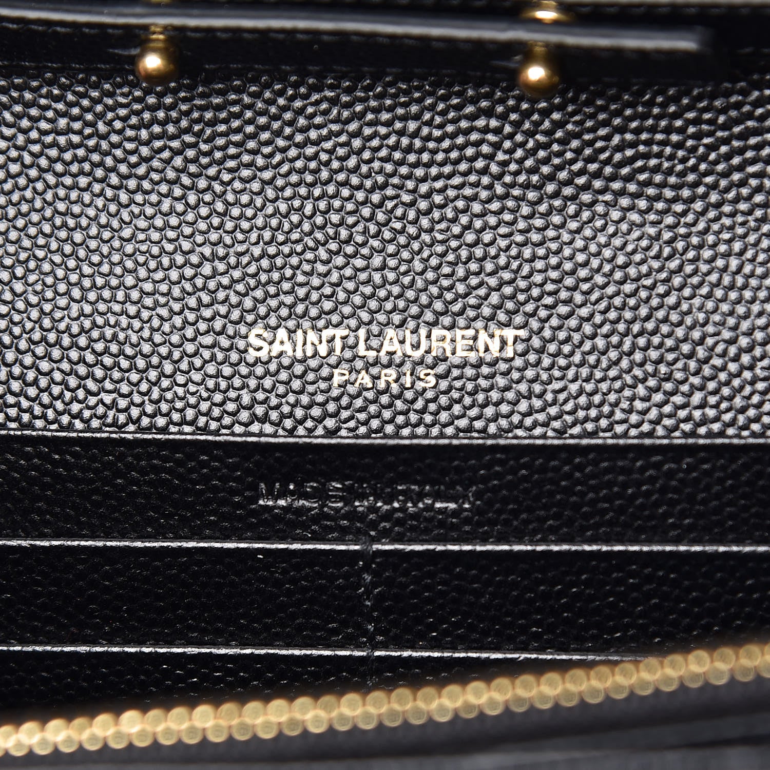 Saint Laurent Grain De Poudre Matelasse Chevron Monogram Chain Wallet Black 7 of 10
