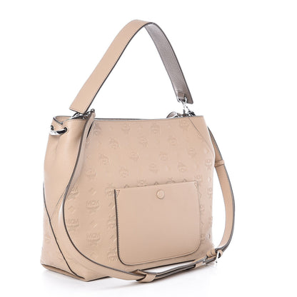 MCM Calfskin Ottomar Monogram Medium Klara Hobo New Beige 3 of 7