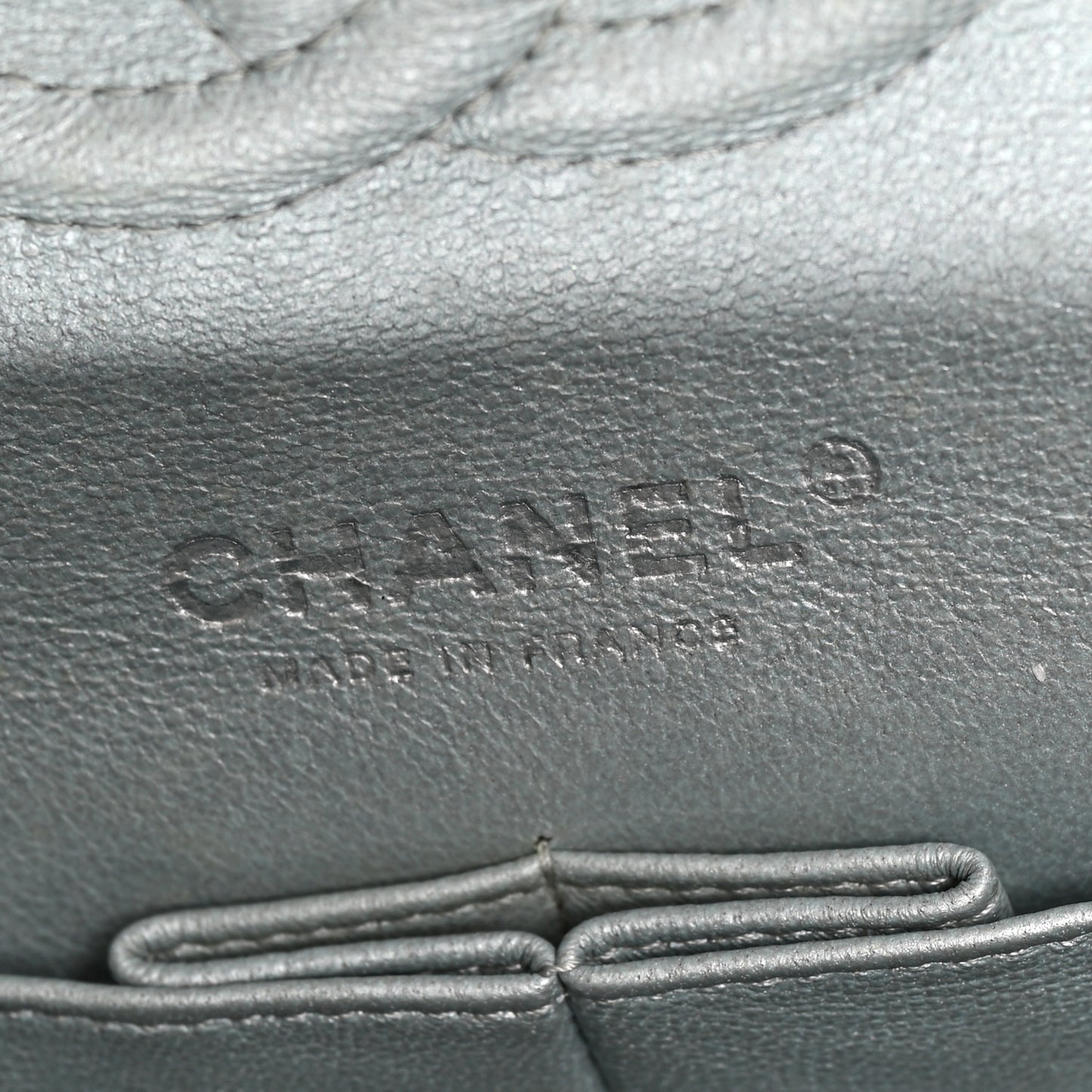 Metallic Lambskin Quilted Medium Double Flap Silver