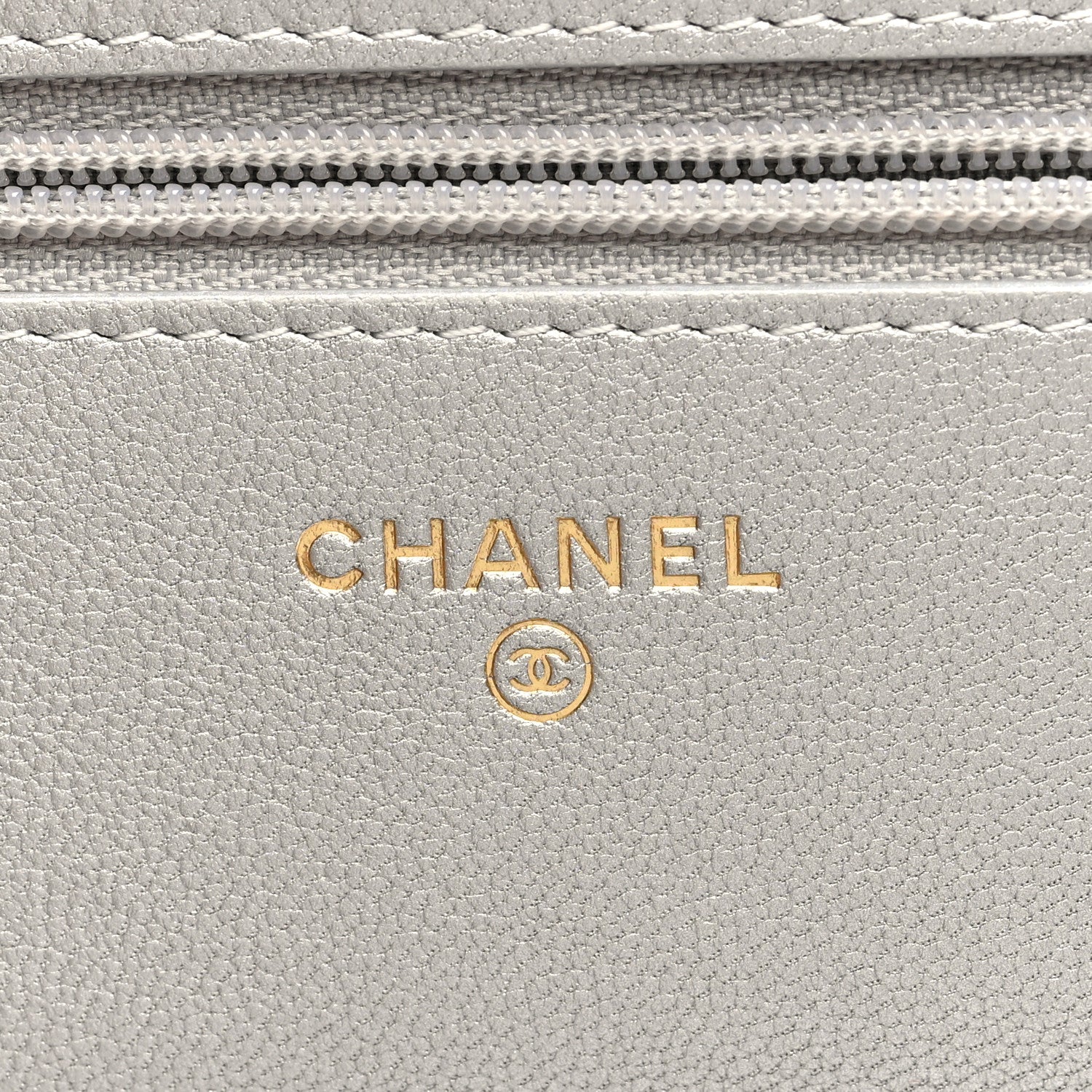 Chanel Metallic Lambskin Quilted Chanel 19 Wallet On Chain WOC Silver 6 of 11