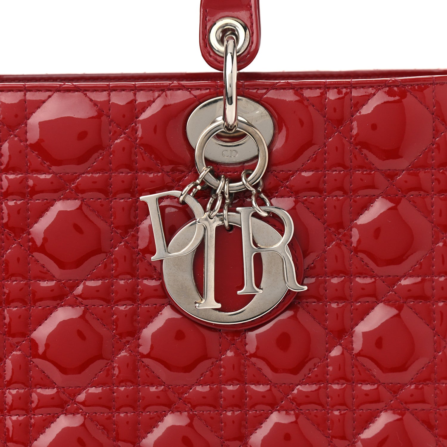 Christian Dior Patent Cannage Large Lady Dior Red 7 of 9