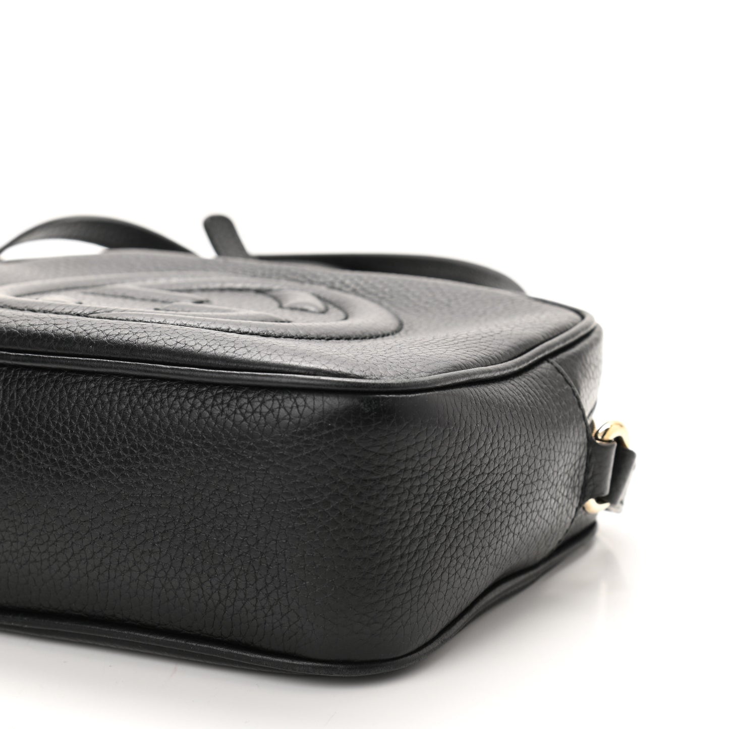 Pebbled Calfskin Small Soho Disco Bag Black