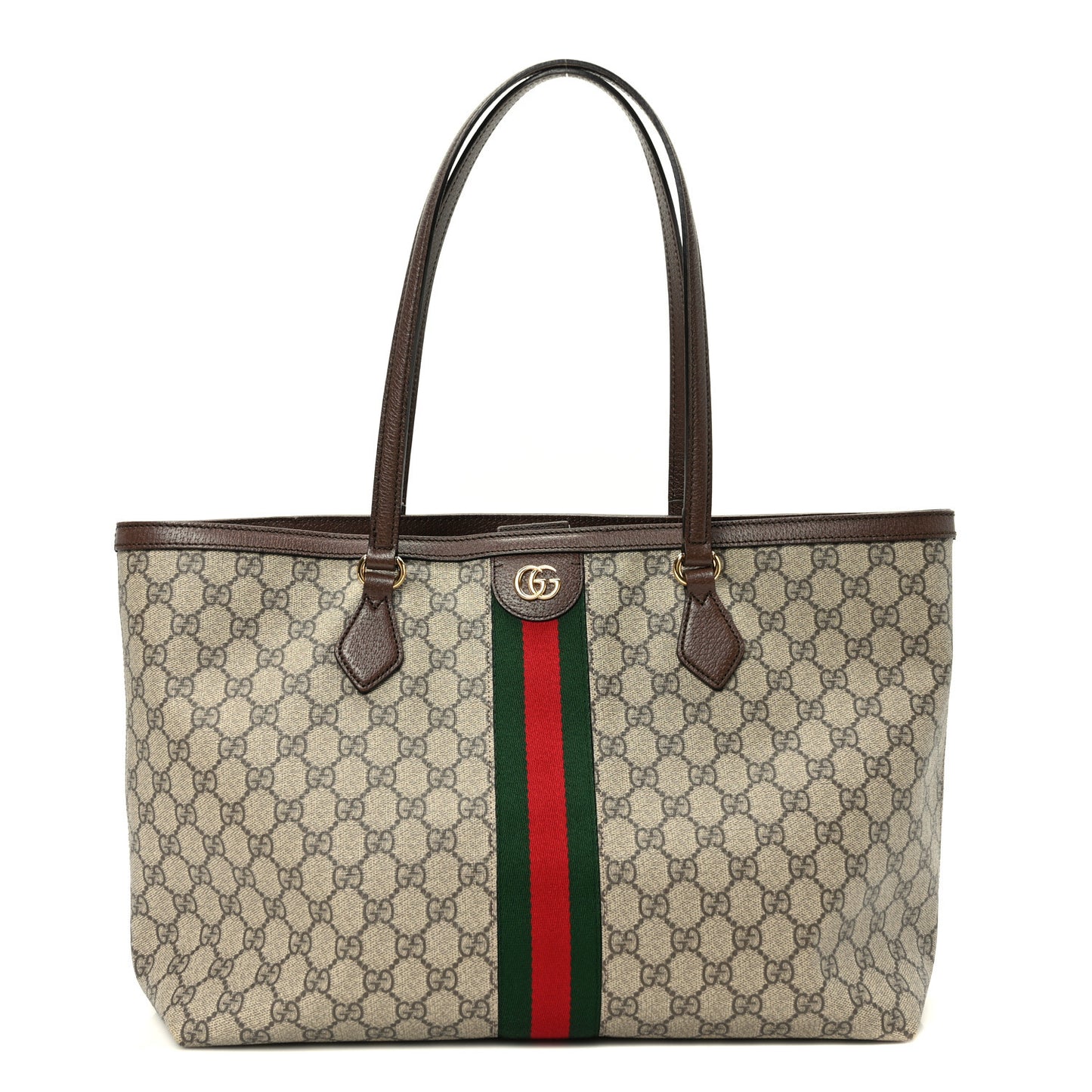 GG Supreme Monogram Medium Ophidia Shopping Tote Brown