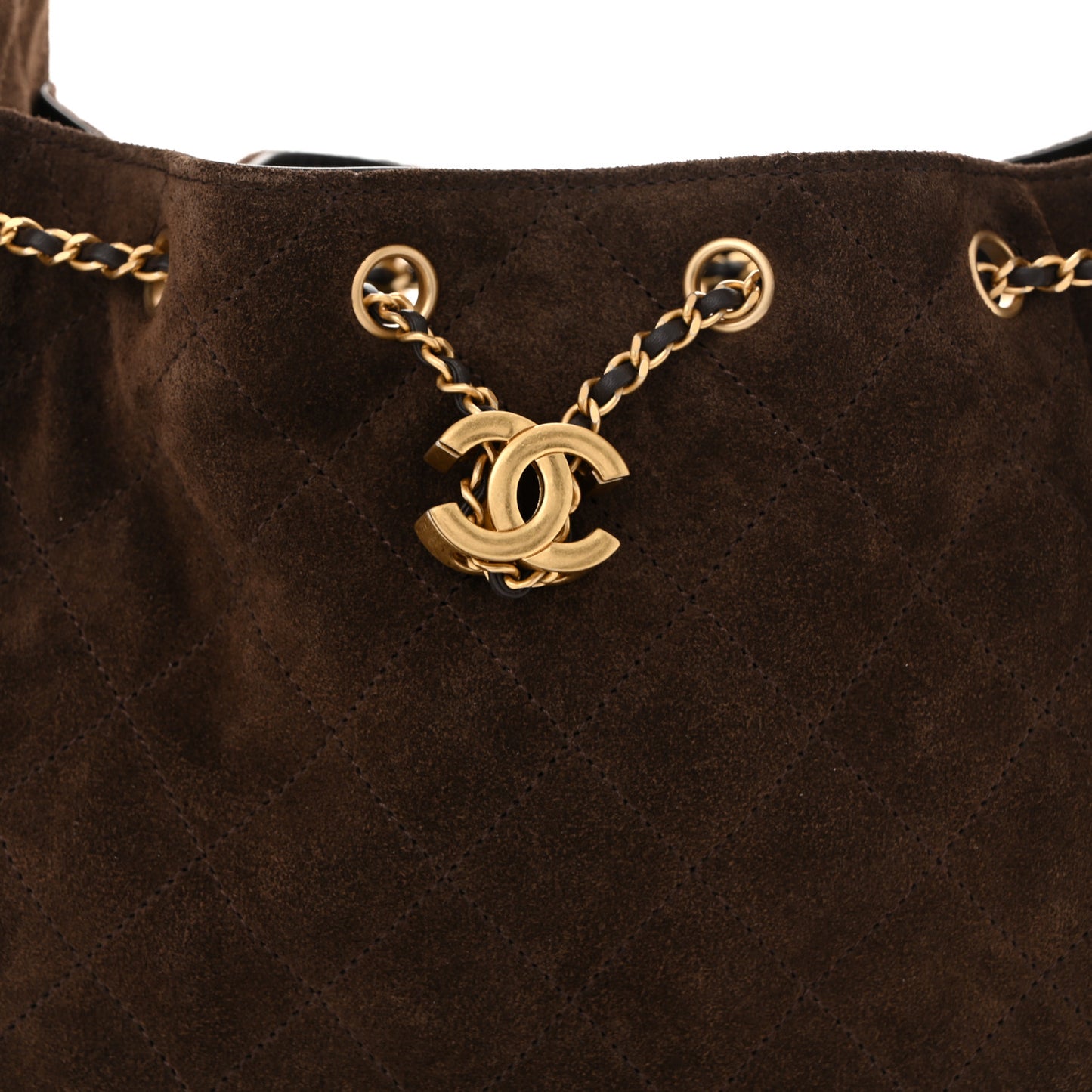 Suede Quilted Small Chanel 25 Handbag Dark Brown