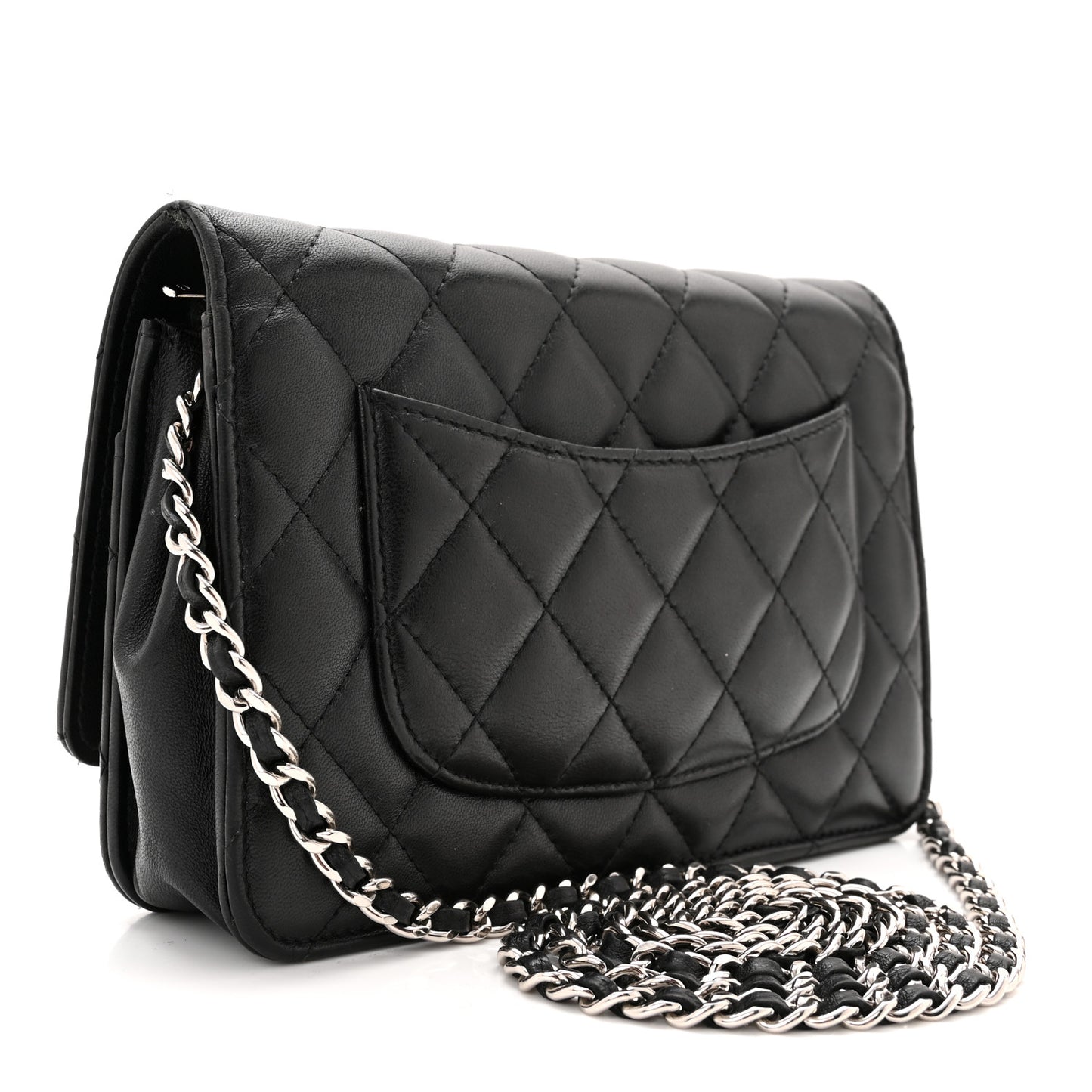 Lambskin Quilted Wallet On Chain WOC Black