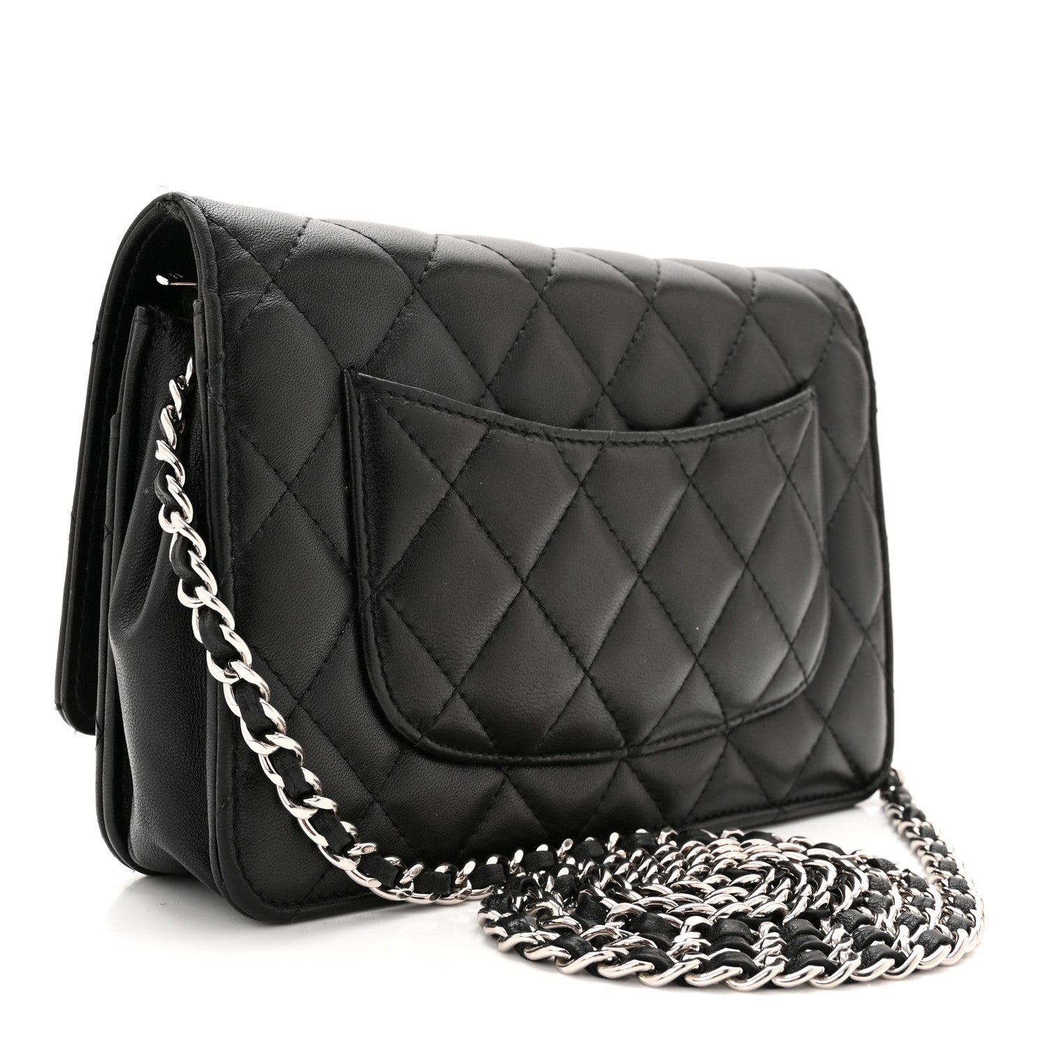 Chanel Lambskin Quilted Wallet On Chain WOC Black 3 of 11