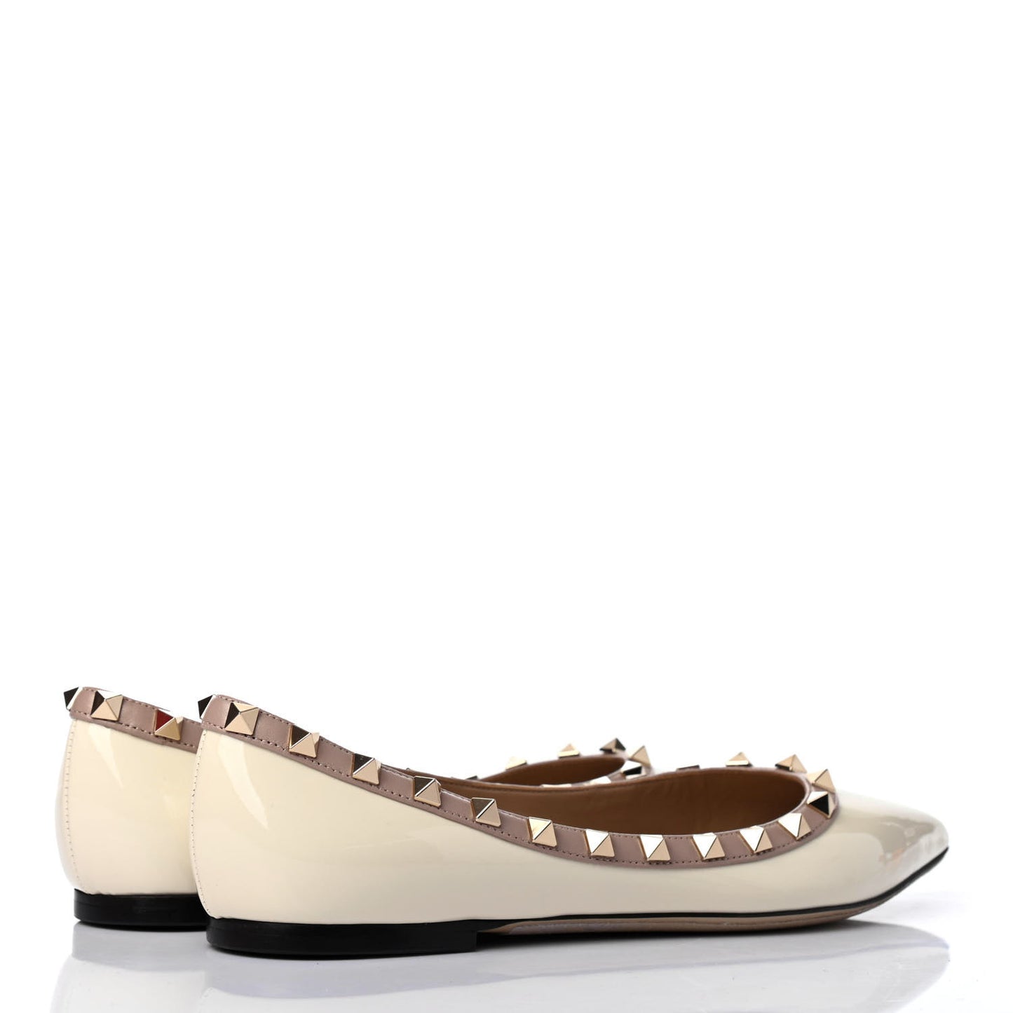 Patent Rockstud Ballerina Flats 38 Ivory Poudre