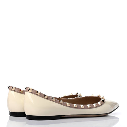 Valentino Garavani Patent Rockstud Ballerina Flats 38 Ivory Poudre 3 of 4