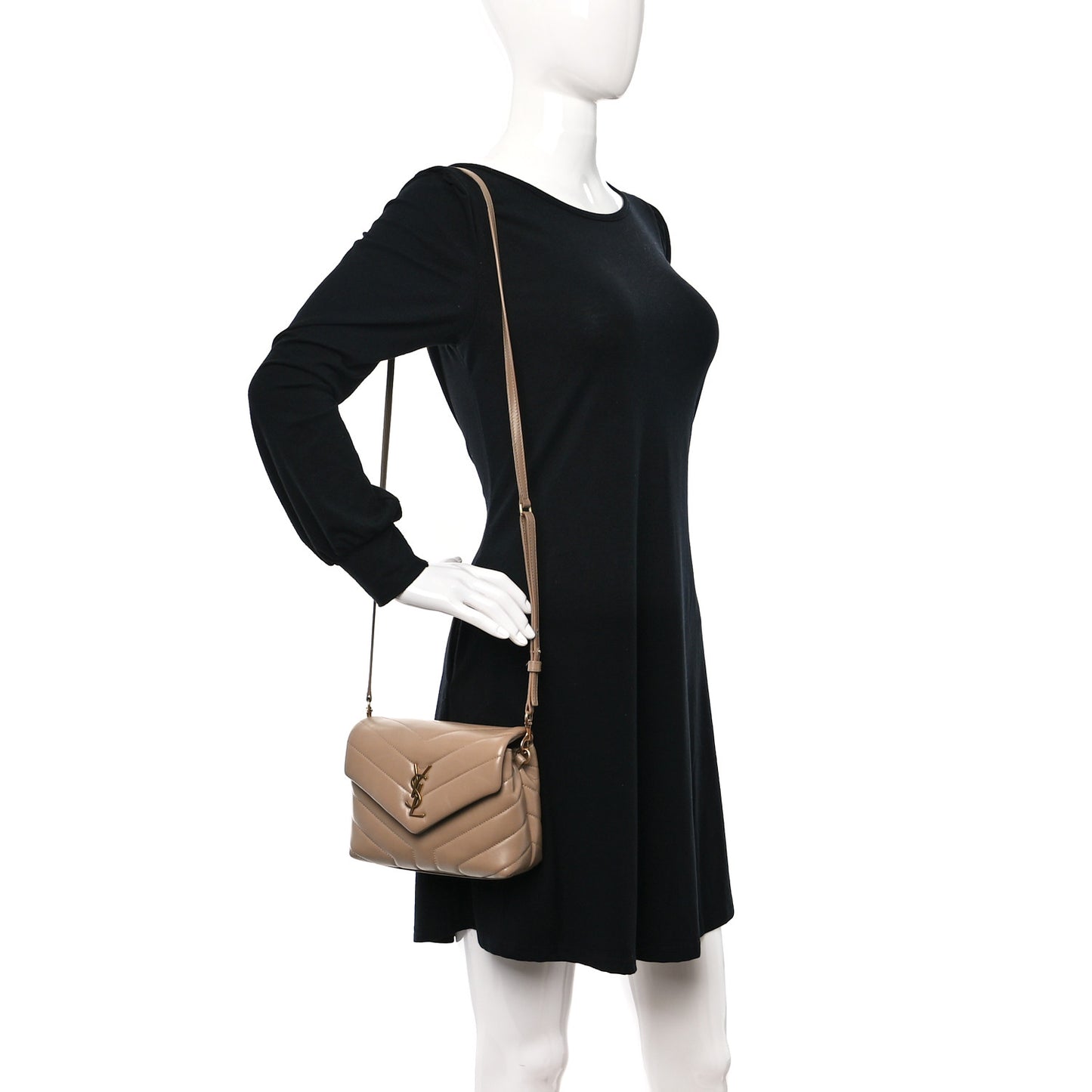 Calfskin Y Quilted Monogram Toy Loulou Crossbody Bag Dark Beige