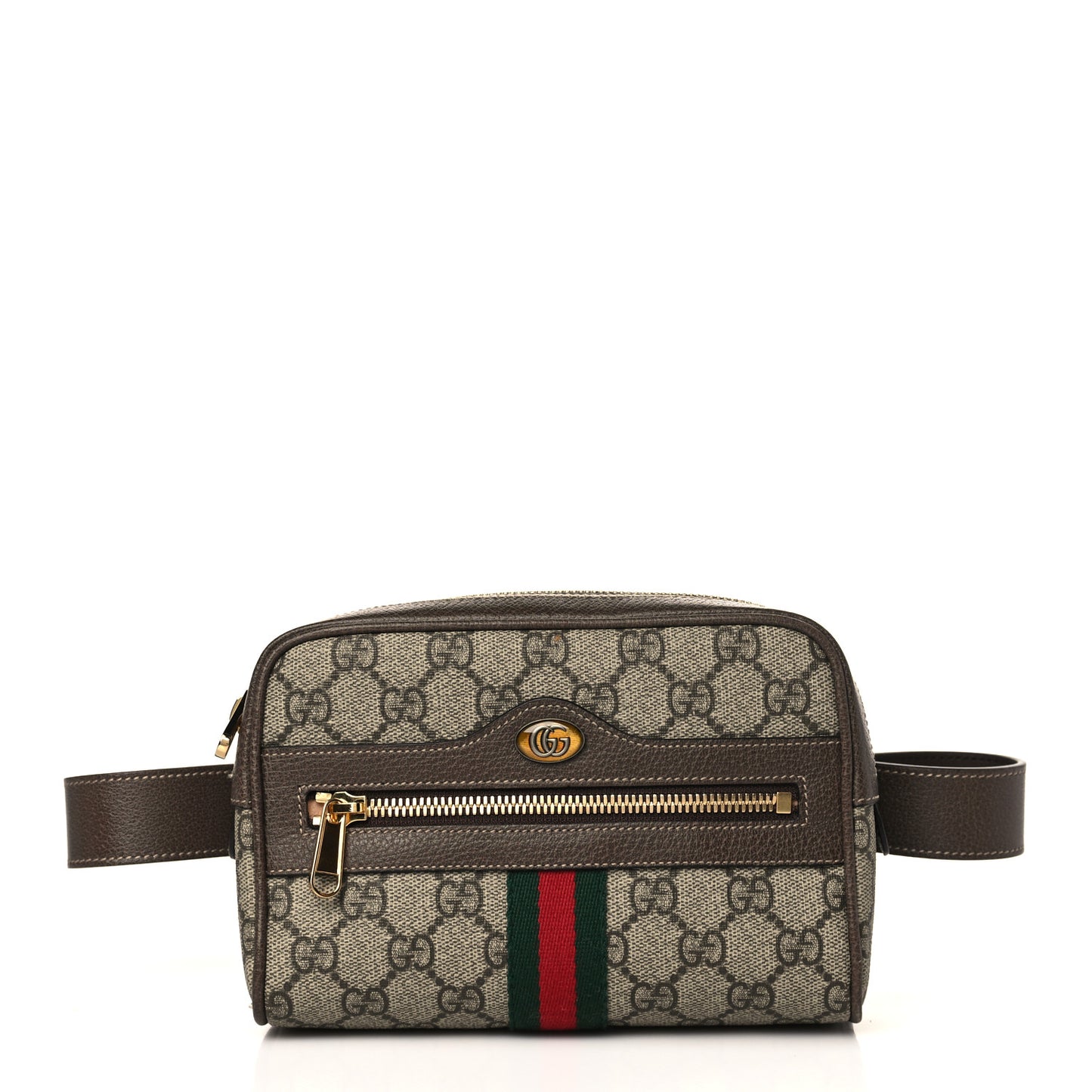 GG Supreme Monogram Web Small Ophidia Belt Bag 75 30 Dark Brown