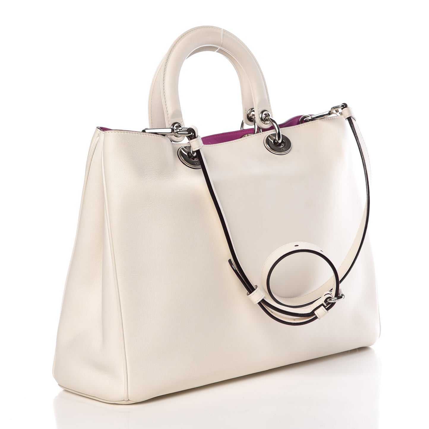Smooth Calfskin Large Diorissimo Tote White