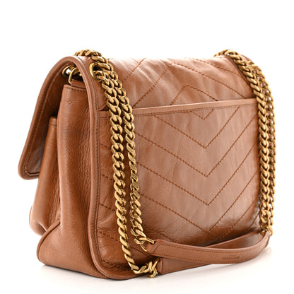 Saint Laurent Crinkled Calfskin Matelasse Monogram Medium Niki Chain Satchel Light Caramel 3 of 12