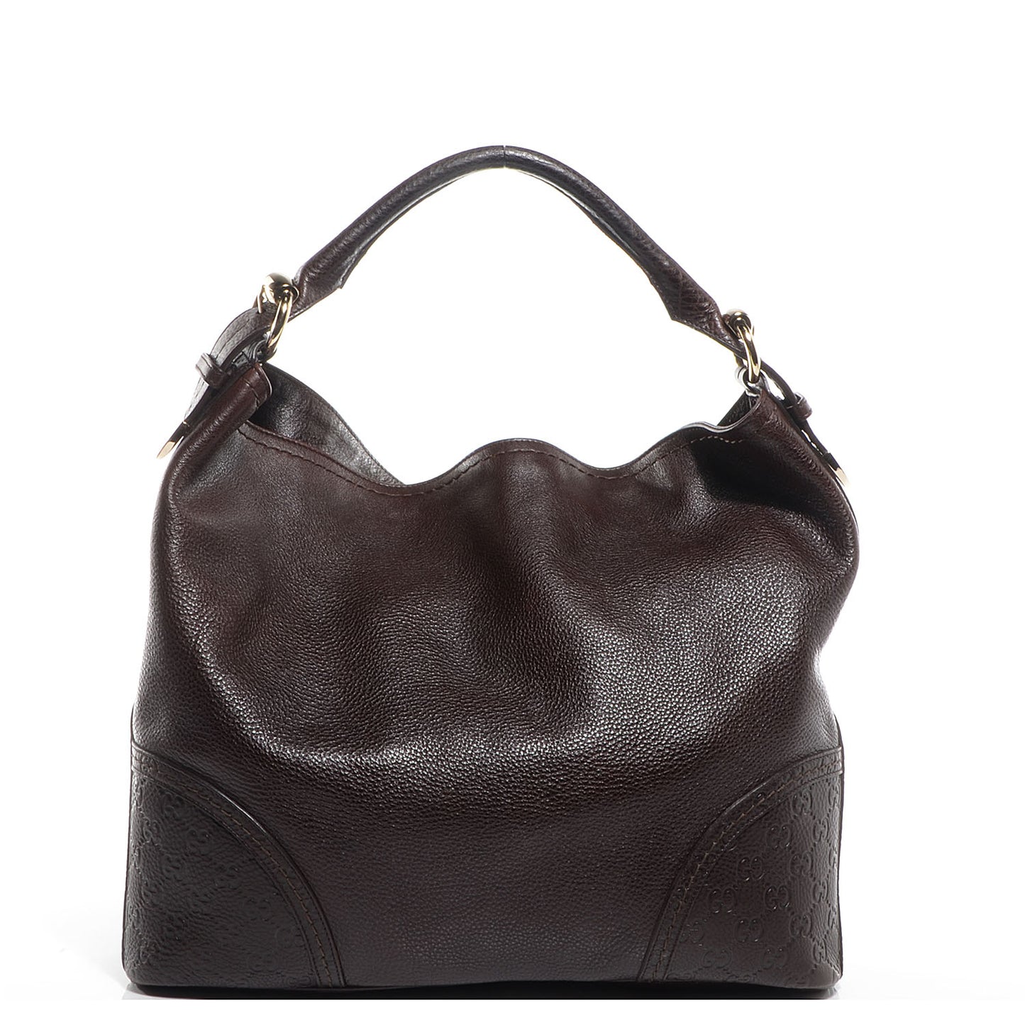 Leather Guccissima Trim Large Signoria Hobo Dark Brown