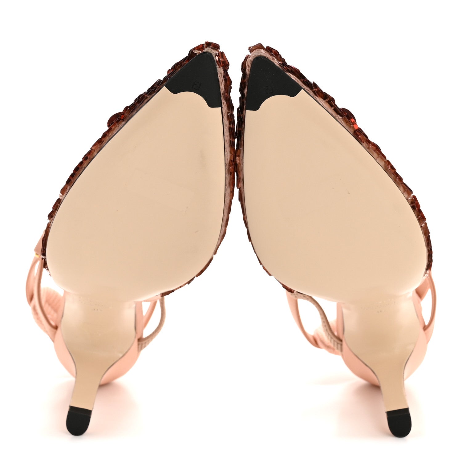 Fendi Organza Sequin Paillettes Colibri Lite 85mm Slingback Pumps 36 Nudo Baby Pink 6 of 10
