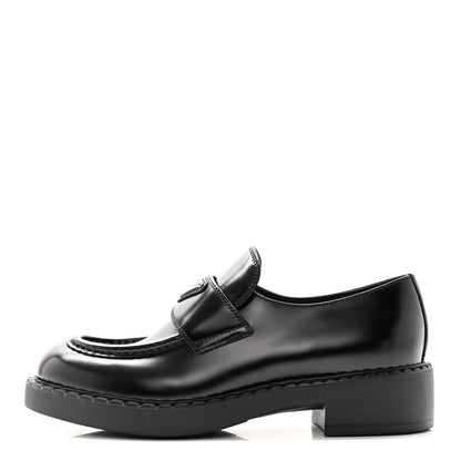 Prada Spazzolato Metal Triangle Logo 50mm Loafers 40 Black 1 of 10