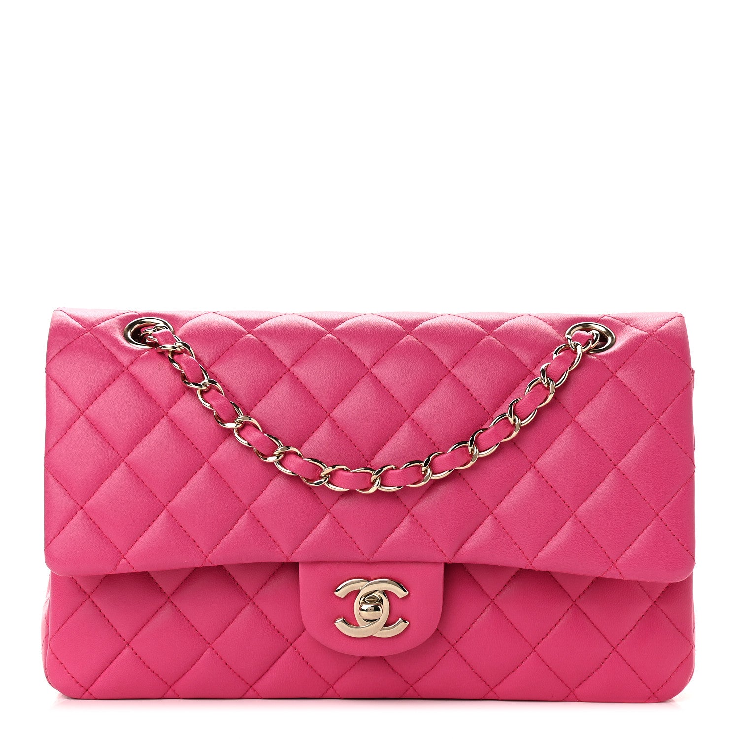 Chanel Lambskin Quilted Medium Double Flap Dark Pink 1 of 10