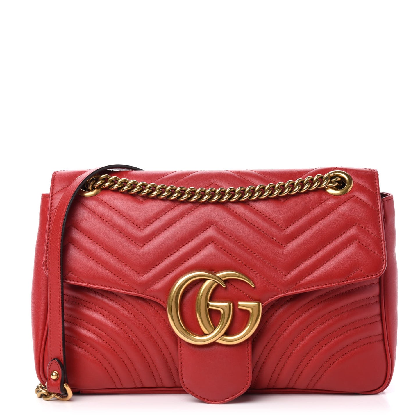 Calfskin Matelasse Medium GG Marmont Shoulder Bag Hibiscus Red