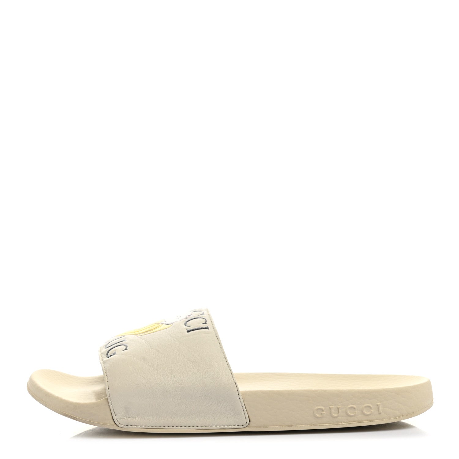 Gucci X BNF Nappa Pantoufle Bananya Womens Pool Slide Sandals 39 Mystic White 1 of 8