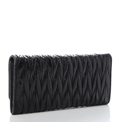 Miu Miu Nappa Matelasse Flap Wallet Black 3 of 10